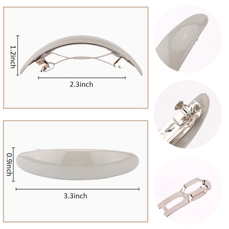 Ahoney 4Pcs Barrettes and Clips: 3.3" Flat Banana Pins for Women's Thin Hair Styling and Accessories - Image 3